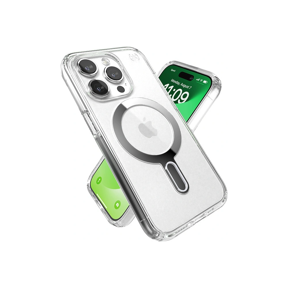 Hurtownia GSM - Etui Speck Presidio Perfect-Clear ClickLock MagSafe Apple iPhone 15 Pro (Čirý/Povrchová úprava chrom/Sereně stříbrný) - SPK528 - {ean13} - Hurt