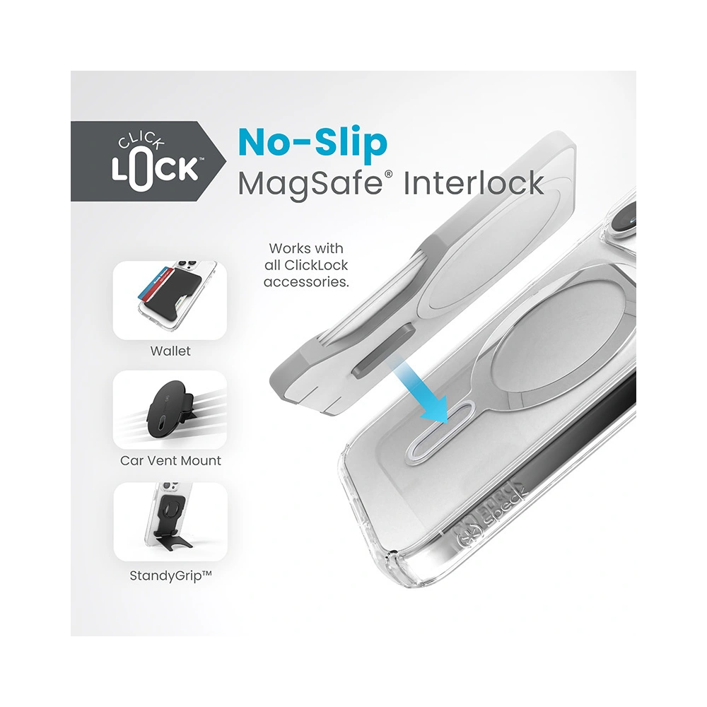 Wholesale Speck Presidio Perfect-Clear ClickLock MagSafe Apple iPhone 15 Pro (Clear/Chrome Finish/Serene Silver) - SPK528 - {ean13} - Hurt