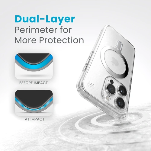 Etui Speck Presidio Perfect-Clear ClickLock MagSafe Apple iPhone 15 Pro (Clear/Chrome Finish/Serene Silver)