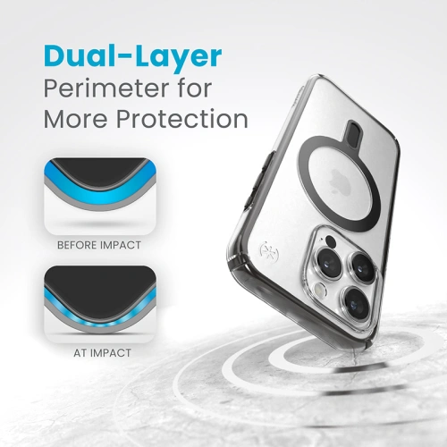 Etui Speck Presidio Perfect-Clear ClickLock MagSafe Apple iPhone 15 Pro (Clear/Frosted Black/Slate Grey)