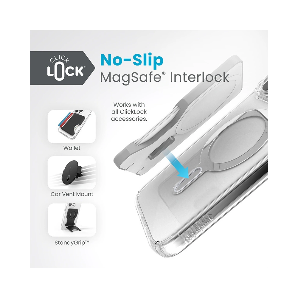 Wholesale Speck Presidio Perfect-Clear ClickLock MagSafe Apple iPhone 15 Pro Max (Clear/Chrome Finish/Serene Silver) - SPK530 - {ean13} - Hurt