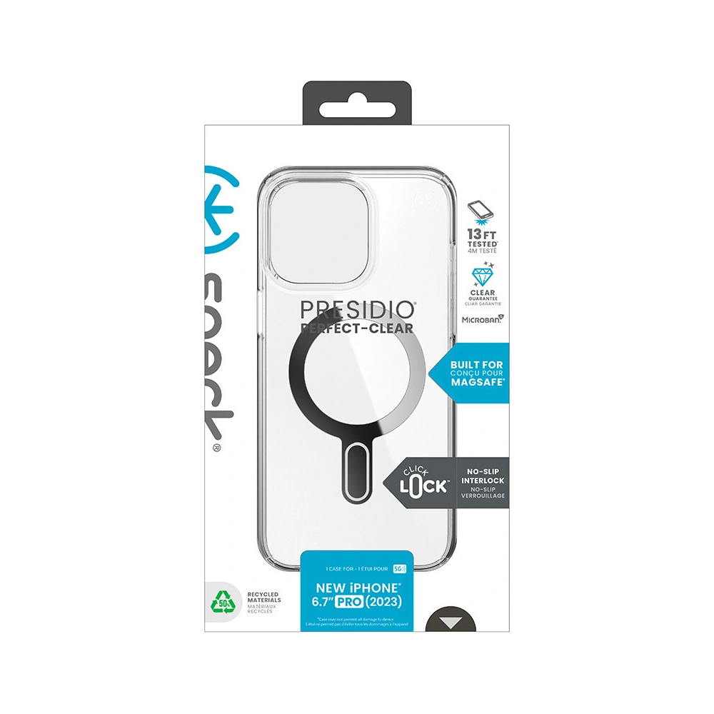Wholesale Speck Presidio Perfect-Clear ClickLock MagSafe Apple iPhone 15 Pro Max (Clear/Chrome Finish/Serene Silver) - SPK530 - {ean13} - Hurt