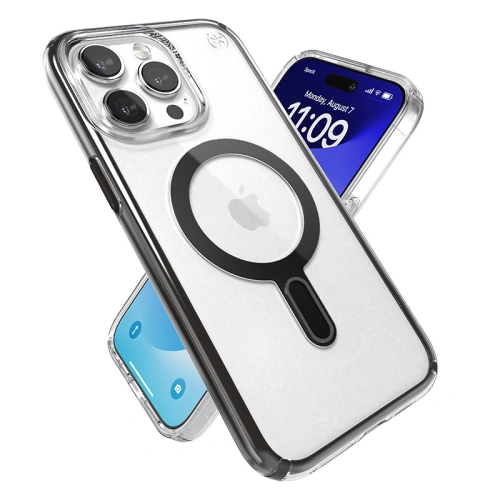 Etui Speck Presidio Perfect-Clear ClickLock MagSafe Apple iPhone 15 Pro Max (Clear/Frosted Black/Slate Grey)