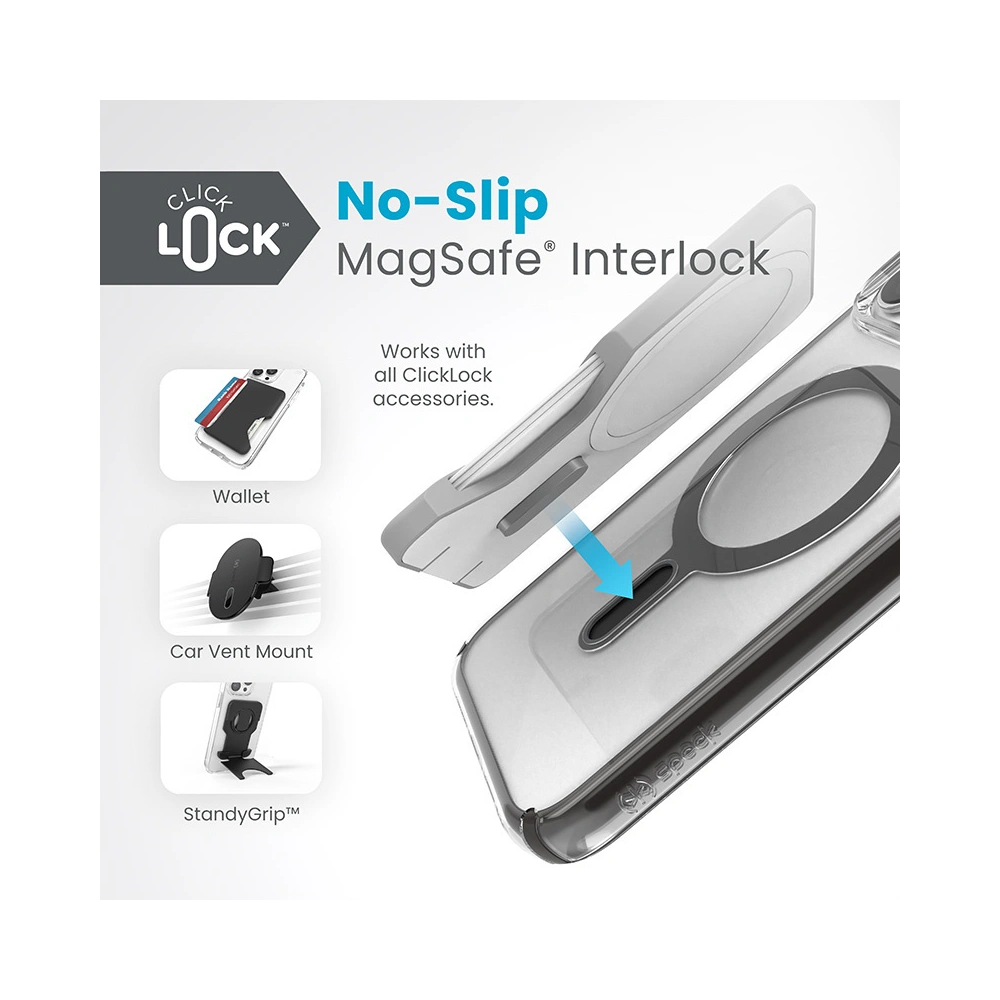 Wholesale Speck Presidio Perfect-Clear ClickLock MagSafe Apple iPhone 15 Pro Max (Clear/Frosted Black/Slate Grey) - SPK531 - {ean13} - Hurt