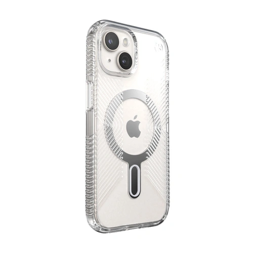 Etui Speck Presidio Perfect-Clear Grip ClickLock MagSafe Apple iPhone 15 (Clear/Chrome Finish/Serene Silver)