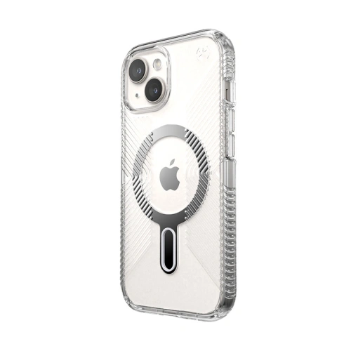 Etui Speck Presidio Perfect-Clear Grip ClickLock MagSafe Apple iPhone 15 (Clear/Chrome Finish/Serene Silver)