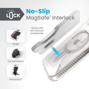 Hurtownia GSM - Etui Speck Presidio Perfect-Clear Grip ClickLock MagSafe Apple iPhone 15 (Průhledné/Chromové provedení/Serenová stříbrná) - SPK532 - {ean13} - Hurt