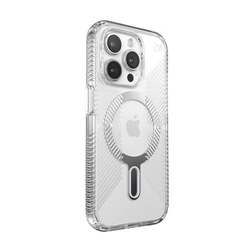 Etui Speck Presidio Perfect-Clear Grip ClickLock MagSafe Apple iPhone 15 Pro (Clear/Chrome Finish/Serene Silver)