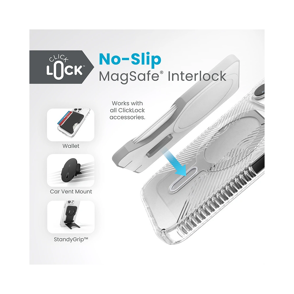 Wholesale Speck Presidio Perfect-Clear Grip ClickLock MagSafe Apple iPhone 15 Pro (Clear/Chrome Finish/Serene Silver) - SPK533 - {ean13} - Hurt