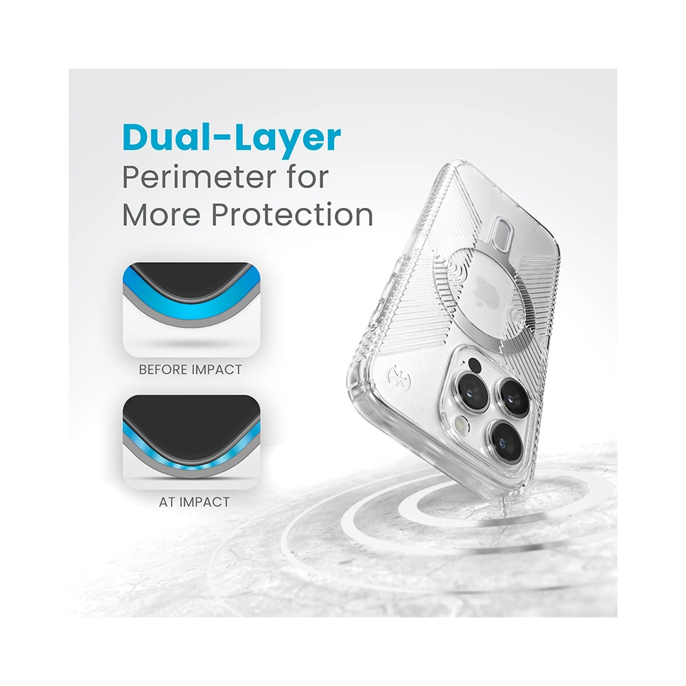 Wholesale Speck Presidio Perfect-Clear Grip ClickLock MagSafe Apple iPhone 15 Pro (Clear/Chrome Finish/Serene Silver) - SPK533 - {ean13} - Hurt