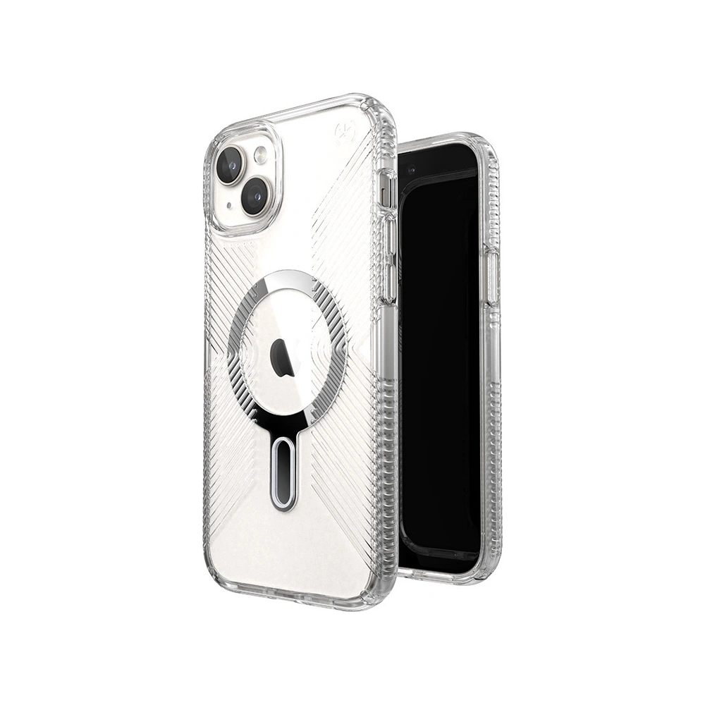 Hurtownia GSM - Etui Speck Presidio Perfect-Clear Grip ClickLock MagSafe Apple iPhone 15 Plus / 14 Plus (Transparent/Finisaj Cromat/Silver Seren) - SPK534 - {ean13} - Hurt