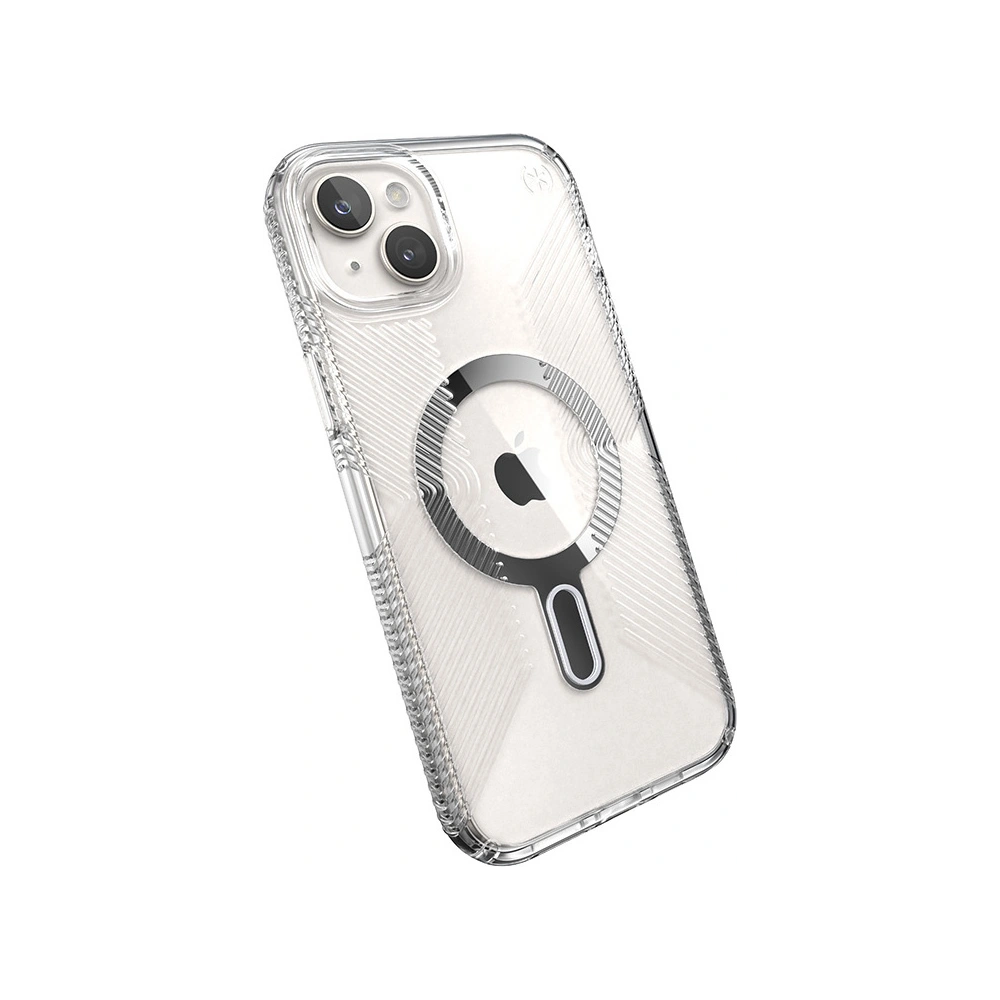 Hurtownia GSM - Etui Speck Presidio Perfect-Clear Grip ClickLock MagSafe Apple iPhone 15 Plus / 14 Plus (Transparent/Finisaj Cromat/Silver Seren) - SPK534 - {ean13} - Hurt