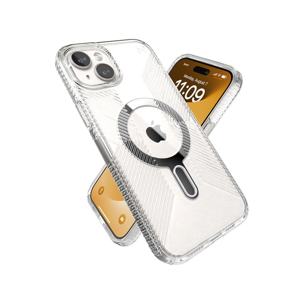 Hurtownia GSM - Etui Speck Presidio Perfect-Clear Grip ClickLock MagSafe Apple iPhone 15 Plus / 14 Plus (Transparent/Finisaj Cromat/Silver Seren) - SPK534 - {ean13} - Hurt