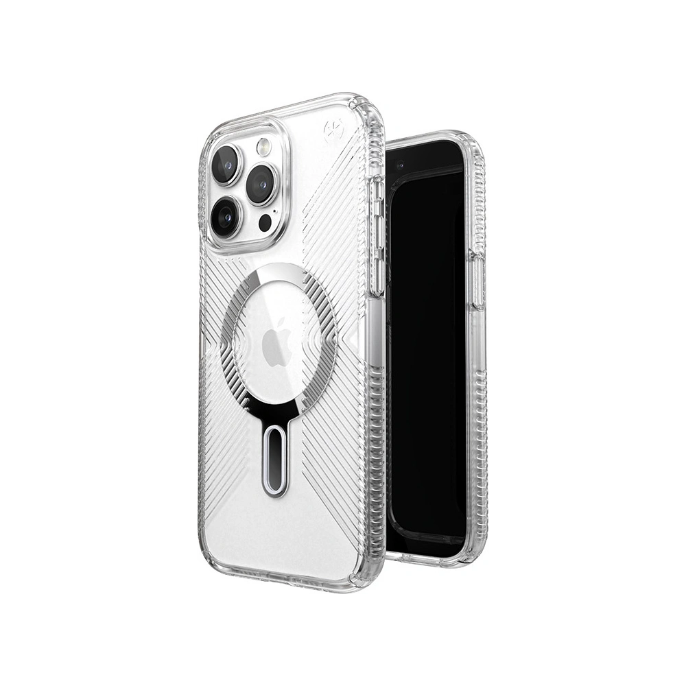 Hurtownia GSM - Etui Speck Presidio Perfect-Clear Grip ClickLock MagSafe Apple iPhone 15 Pro Max (Čirý/Chromový povrch/Sérénní stříbrná) - SPK535 - {ean13} - Hurt