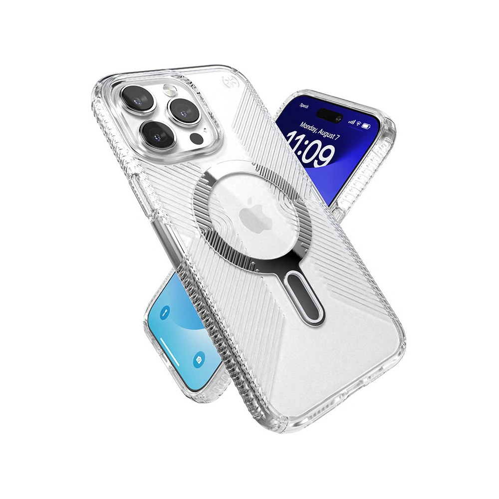 Hurtownia GSM - Etui Speck Presidio Perfect-Clear Grip ClickLock MagSafe Apple iPhone 15 Pro Max (Čirý/Chromový povrch/Sérénní stříbrná) - SPK535 - {ean13} - Hurt
