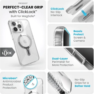 Wholesale Speck Presidio Perfect-Clear Grip ClickLock MagSafe Apple iPhone 15 Pro Max (Clear/Chrome Finish/Serene Silver) - SPK535 - {ean13} - Hurt