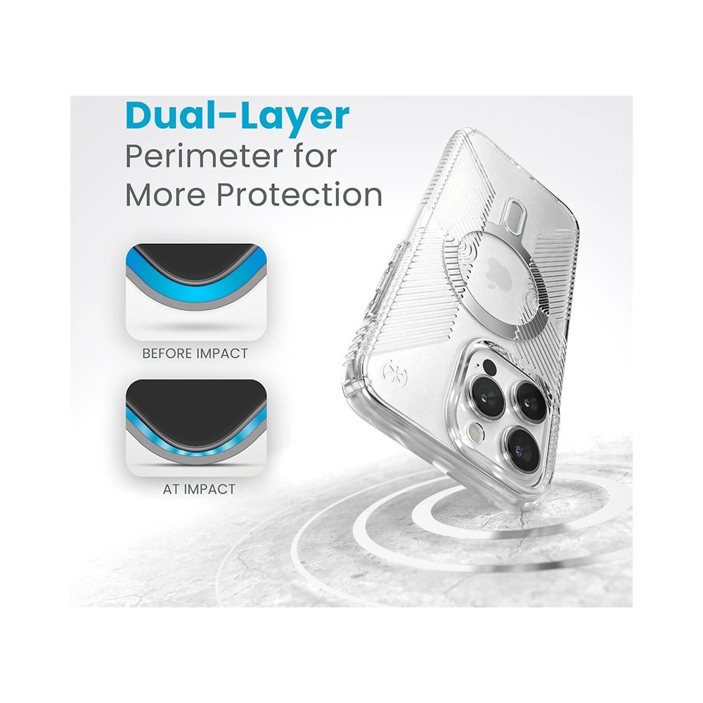 Wholesale Speck Presidio Perfect-Clear Grip ClickLock MagSafe Apple iPhone 15 Pro Max (Clear/Chrome Finish/Serene Silver) - SPK535 - {ean13} - Hurt