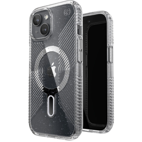 Hurtownia Speck - 840168536986 - SPK536 - Etui Speck Presidio Lux Grip ClickLock MagSafe Apple iPhone 15 (Clear/Chrome Finish/Serene Silver) - B2B homescreen