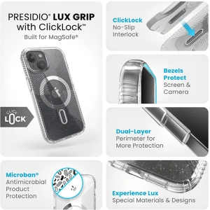 Hurtownia GSM - Etui Speck Presidio Lux Grip ClickLock MagSafe Apple iPhone 15 (Čirý/Chromový povrch/Světlý stříbrný) - SPK536 - {ean13} - Hurt