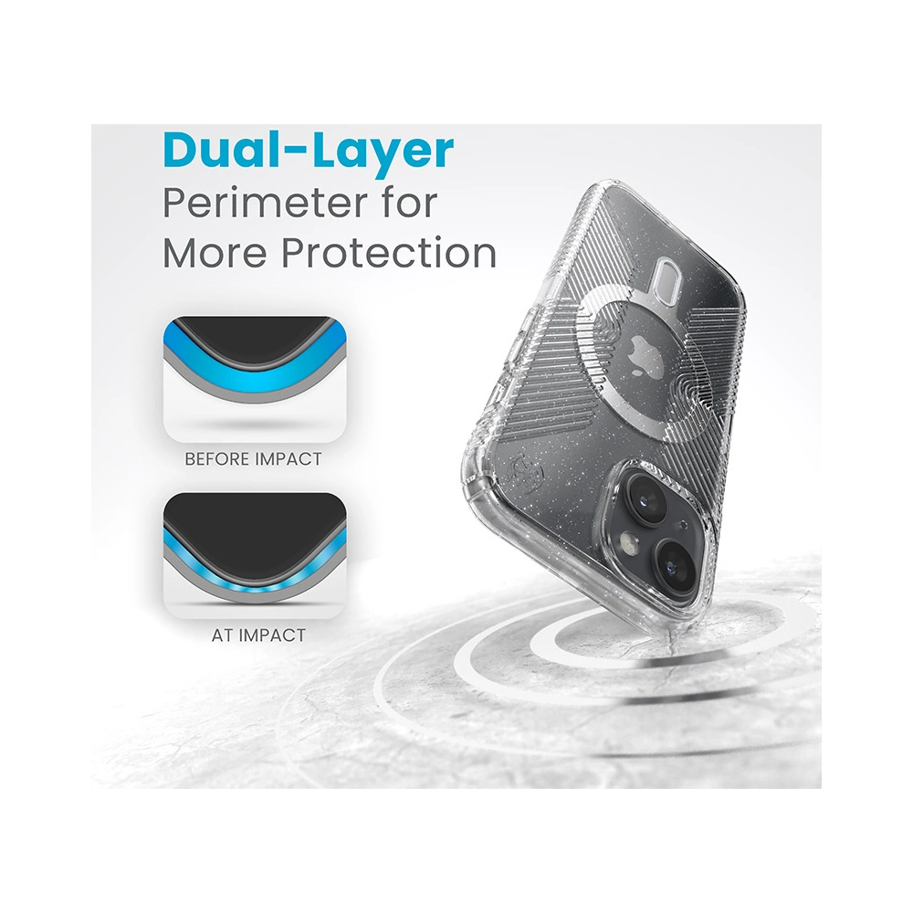 Hurtownia GSM - Case Speck Presidio Lux Grip ClickLock MagSafe Apple iPhone 15 (Klar/Chrom-Finish/Ruhiges Silber) - SPK536 - {ean13} - Hurt
