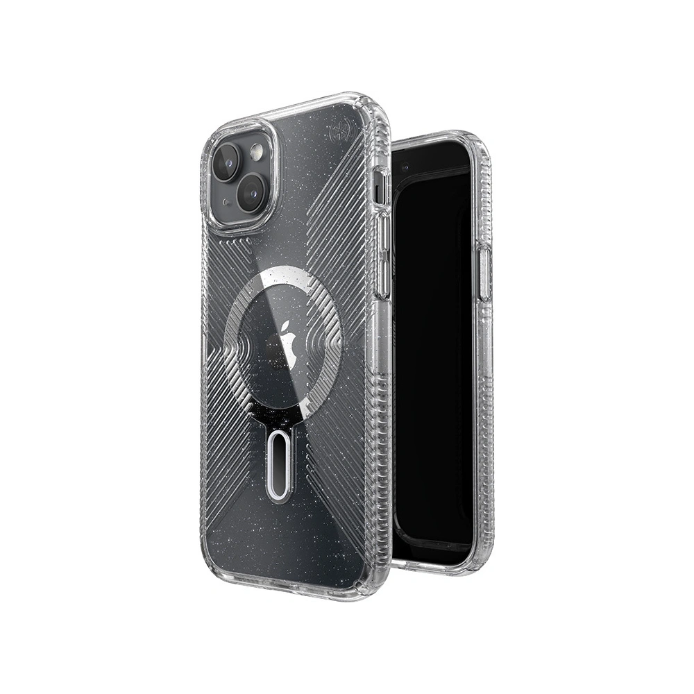Hurtownia GSM - Etui Speck Presidio Lux Grip ClickLock MagSafe Apple iPhone 15 Plus / 14 Plus (Transparent/Finisaj Chrome/Silver Seren) - SPK538 - {ean13} - Hurt