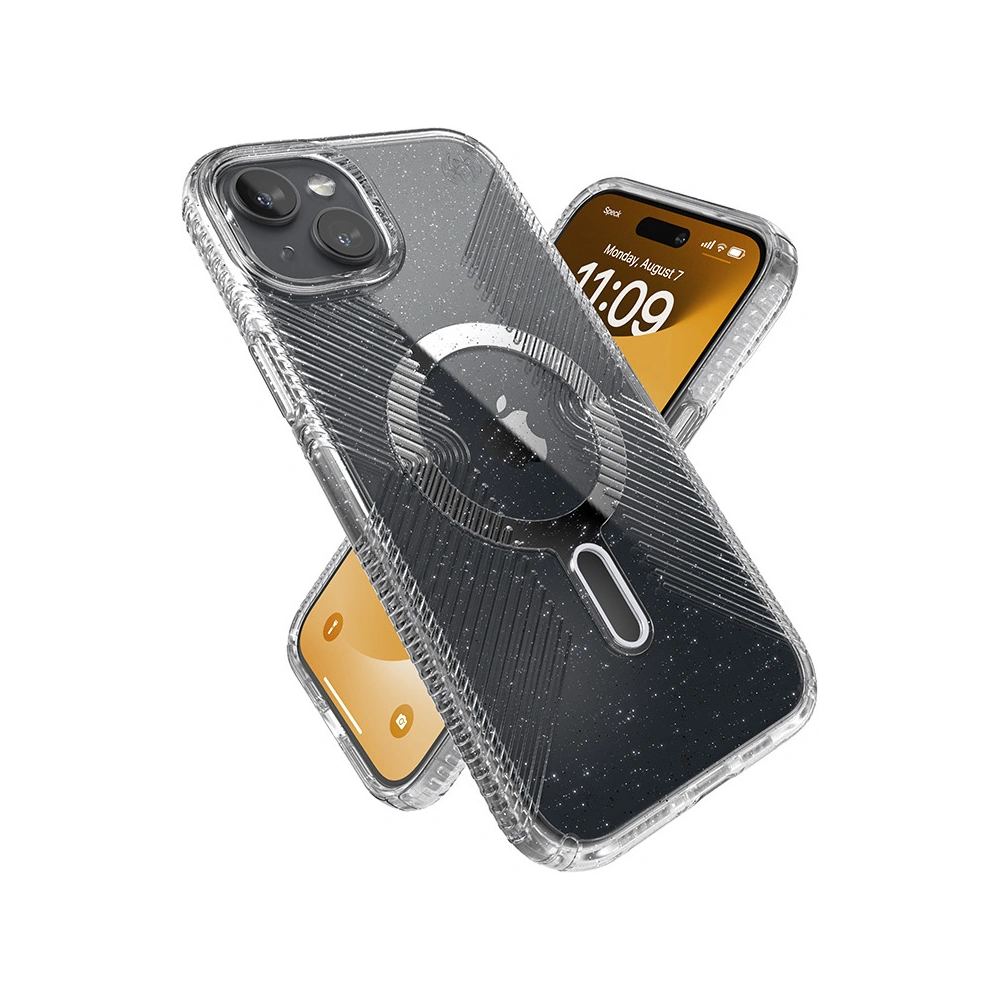 Hurtownia GSM - Etui Speck Presidio Lux Grip ClickLock MagSafe Apple iPhone 15 Plus / 14 Plus (Transparent/Finisaj Chrome/Silver Seren) - SPK538 - {ean13} - Hurt