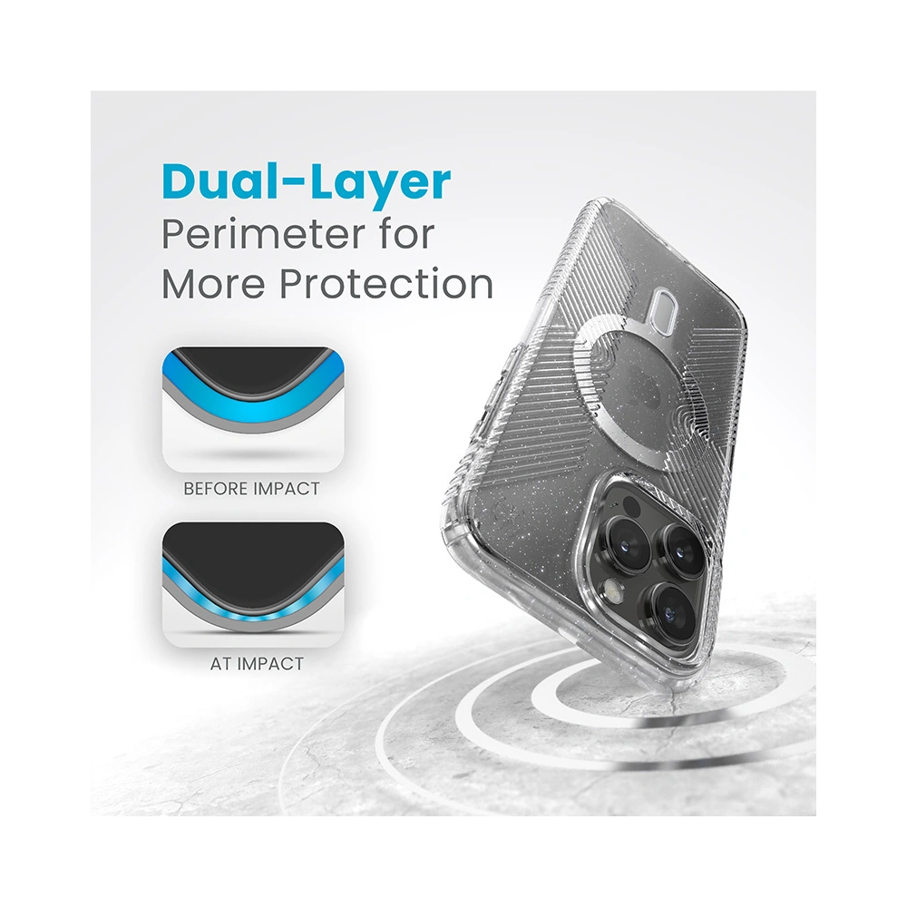 Wholesale Speck Presidio Lux Grip ClickLock MagSafe Apple iPhone 15 Pro Max (Clear/Chrome Finish/Serene Silver) - SPK539 - {ean13} - Hurt