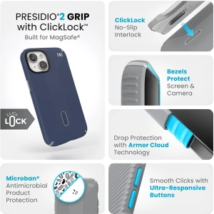 Hurtownia GSM - Etui Speck Presidio2 Grip ClickLock MagSafe Apple iPhone 15 (Mořská modř/Prachová šedá/Bílá) - SPK540 - {ean13} - Hurt