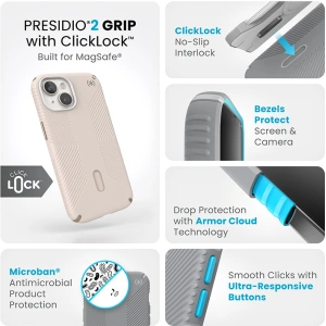 Hurtownia GSM - Etui Speck Presidio2 Grip ClickLock MagSafe Apple iPhone 15 (Bělená kost/ Dědictví zlato/ Ořechově hnědá) - SPK541 - {ean13} - Hurt