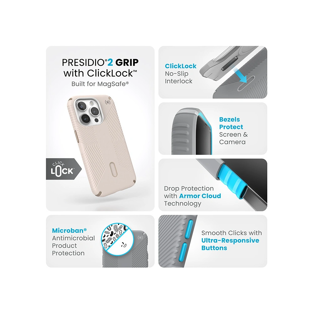Wholesale Speck Presidio2 Grip ClickLock MagSafe Apple iPhone 15 Pro (Bleached Bone/Heirloom Gold/Hazel Brown) - SPK542 - {ean13} - Hurt