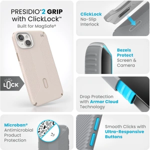 Hurtownia GSM - Etui Speck Presidio2 Grip ClickLock MagSafe Apple iPhone 15 Plus / 14 Plus (Bělená kost/ Dědictví zlato/ Ořechově hnědá) - SPK543 - {ean13} - Hurt