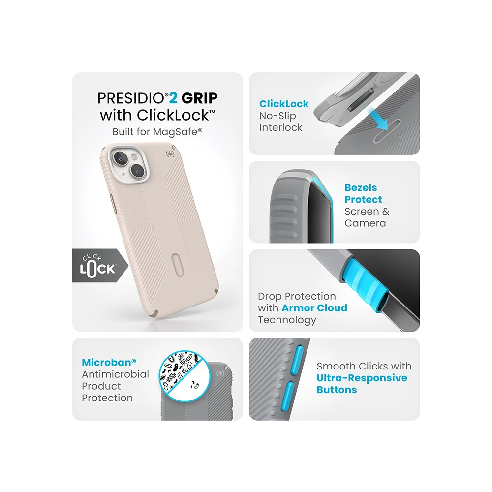 Hurtownia GSM - Etui Speck Presidio2 Grip ClickLock MagSafe Apple iPhone 15 Plus / 14 Plus (Bone Alb/Gold Moștenit/Maro Hazel) - SPK543 - {ean13} - Hurt