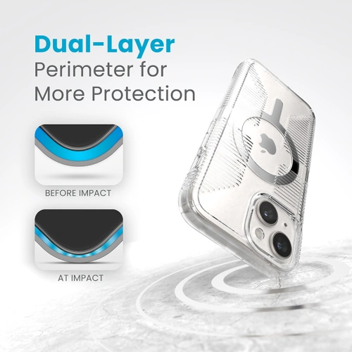 Etui Speck Gemshell Grip MagSafe Apple iPhone 15 (Clear/Chrome Finish)