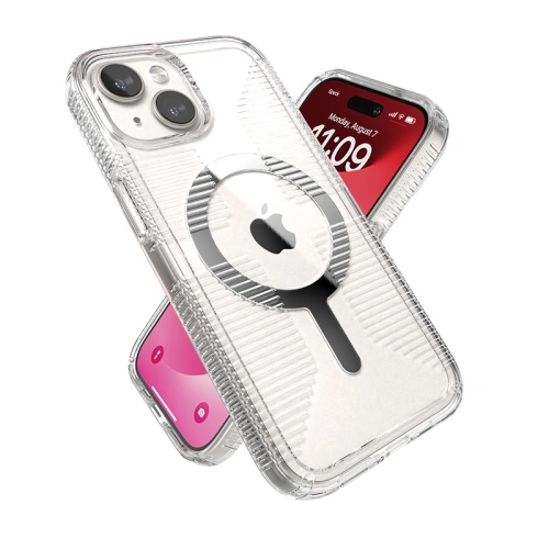 Etui Speck Gemshell Grip MagSafe Apple iPhone 15 (Clear/Chrome Finish)