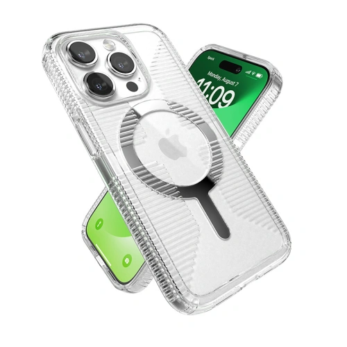 Etui Speck Gemshell Grip MagSafe Apple iPhone 15 Pro (Clear/Chrome Finish)