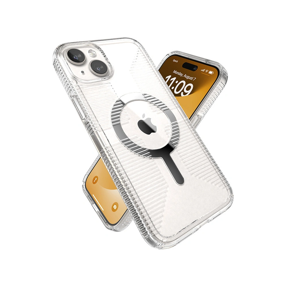 Hurtownia GSM - Etui Speck Gemshell Grip MagSafe Apple iPhone 15 Plus / 14 Plus (Průhledný/Chromový povrch) - SPK554 - {ean13} - Hurt