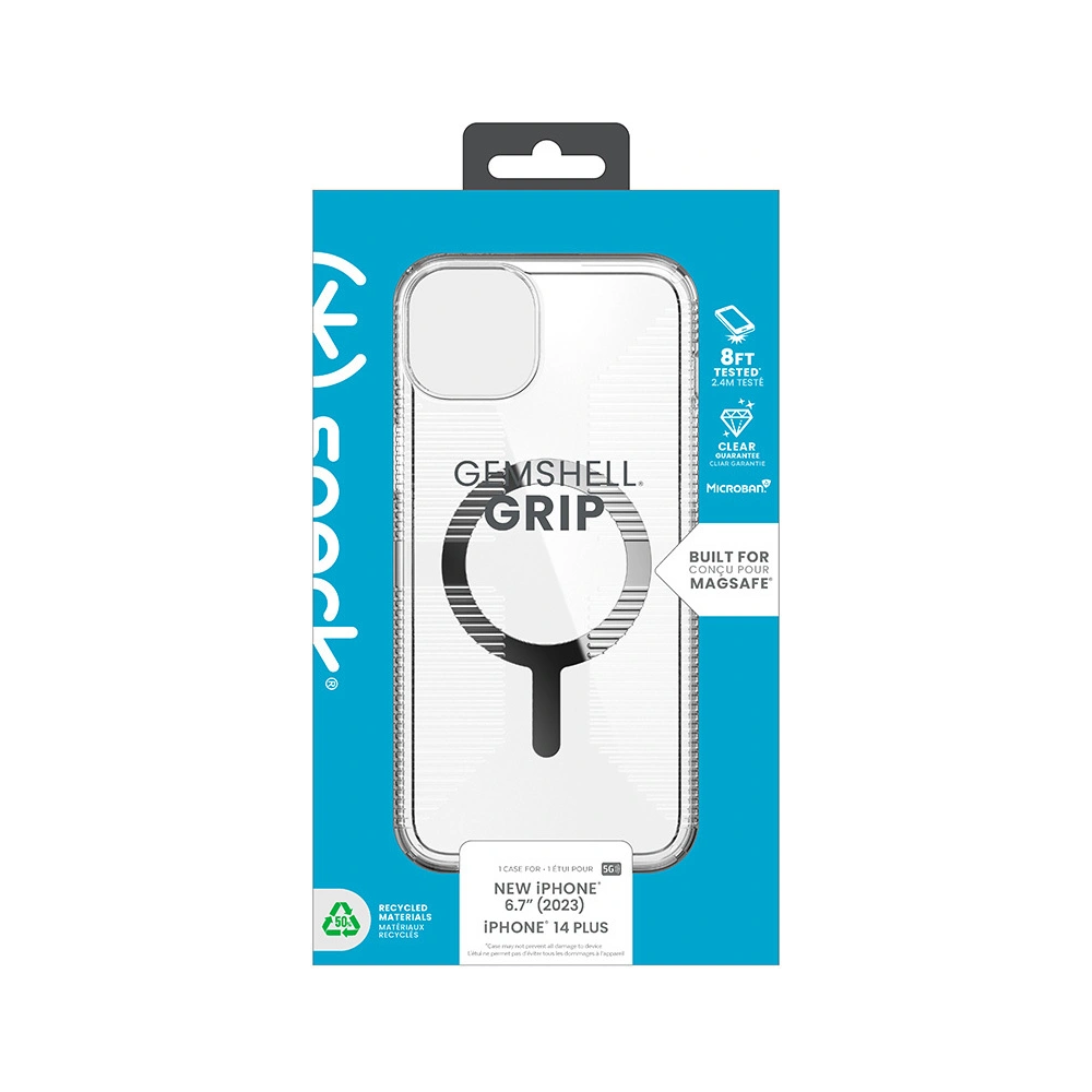 Wholesale Speck Gemshell Grip MagSafe Apple iPhone 15 Plus / 14 Plus (Clear/Chrome Finish) - SPK554 - {ean13} - Hurt