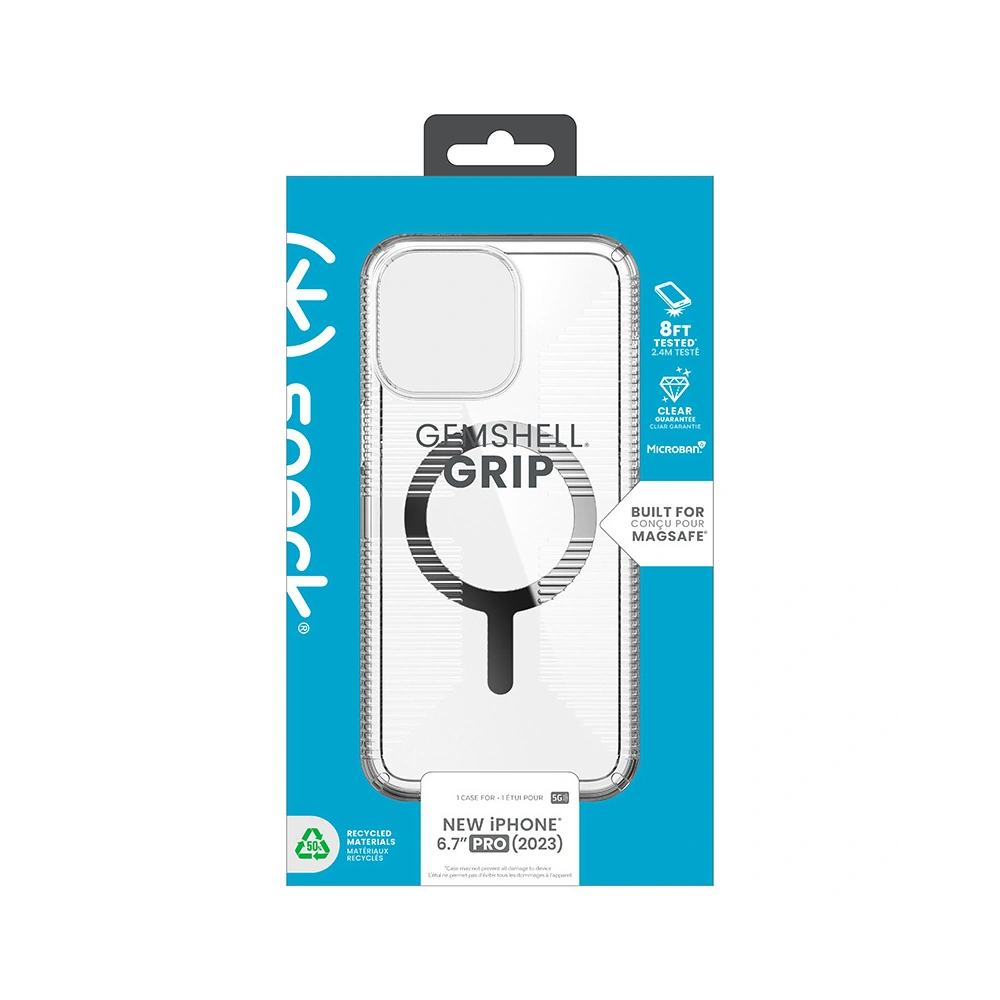 Hurtownia GSM - Etui Speck Gemshell Grip MagSafe Apple iPhone 15 Pro Max (Transparent/Finisaj Cromat) - SPK555 - {ean13} - Hurt