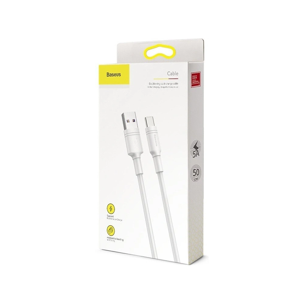 Wholesale Baseus Double Ring USB-A to USB-C for Huawei SuperCharge 5A 0,5m White - BSU392 - {ean13} - Hurt