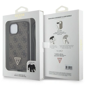 Etui Guess GUHCP15MP4TDSCPW Apple iPhone 15 Plus / 14 Plus hardcase Crossbody 4G Metal Logo hnědý/brown