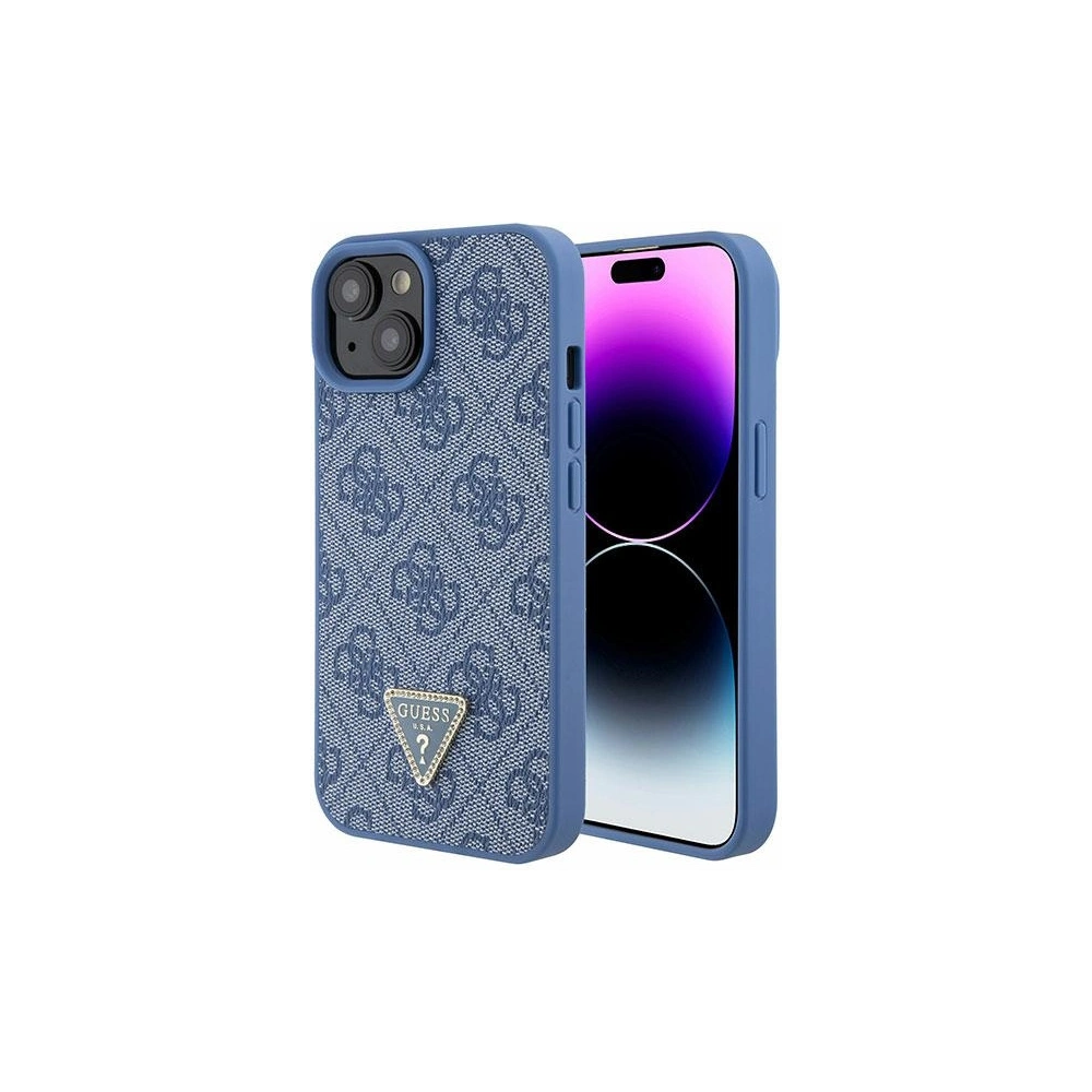 Hurtownia GSM - Case Guess GUHCP15SP4TDPB Apple iPhone 15 Hartschale Leder 4G Triangle Strass blau/blue - GUE2915 - {ean13} - Hurt