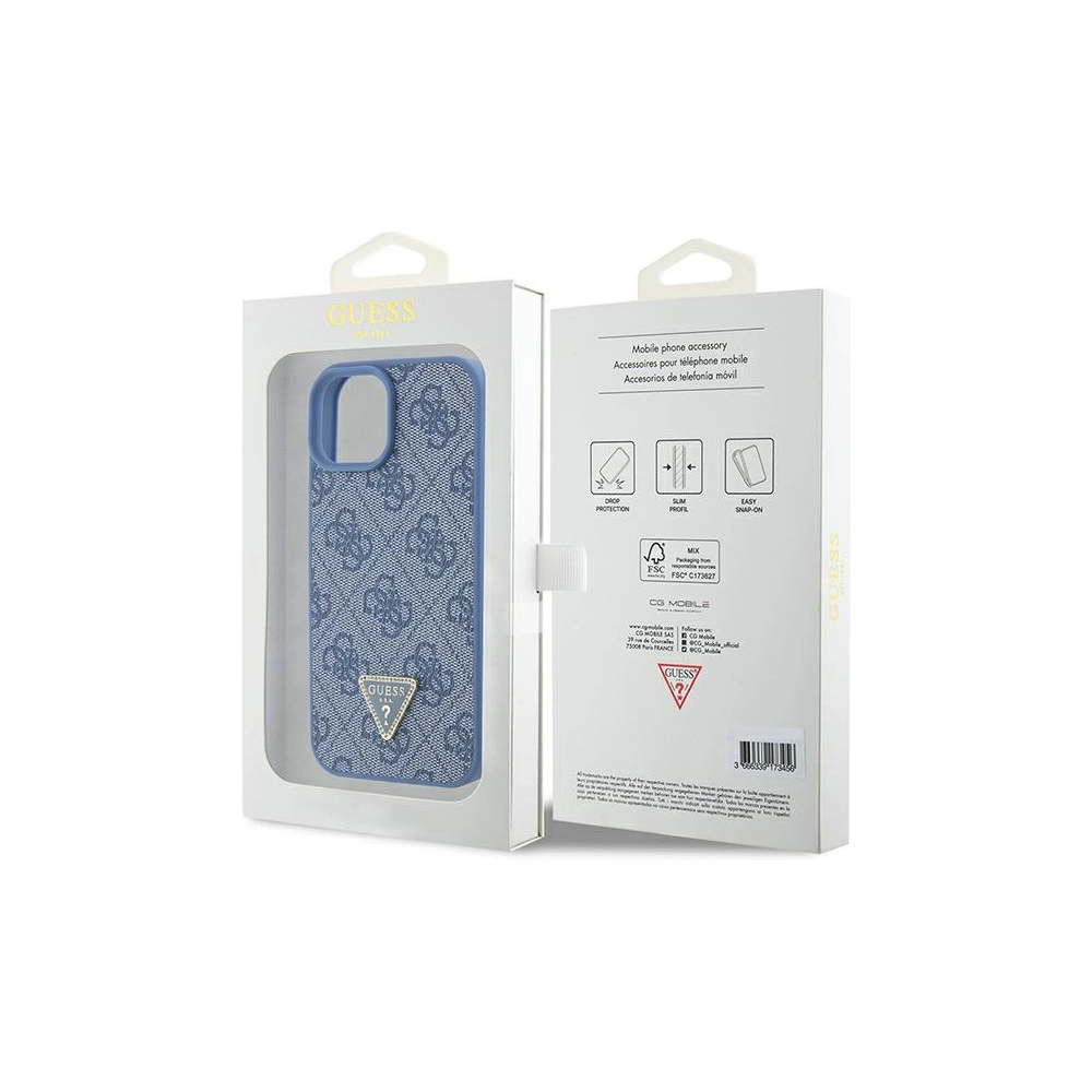 Hurtownia GSM - Case Guess GUHCP15SP4TDPB Apple iPhone 15 Hartschale Leder 4G Triangle Strass blau/blue - GUE2915 - {ean13} - Hurt