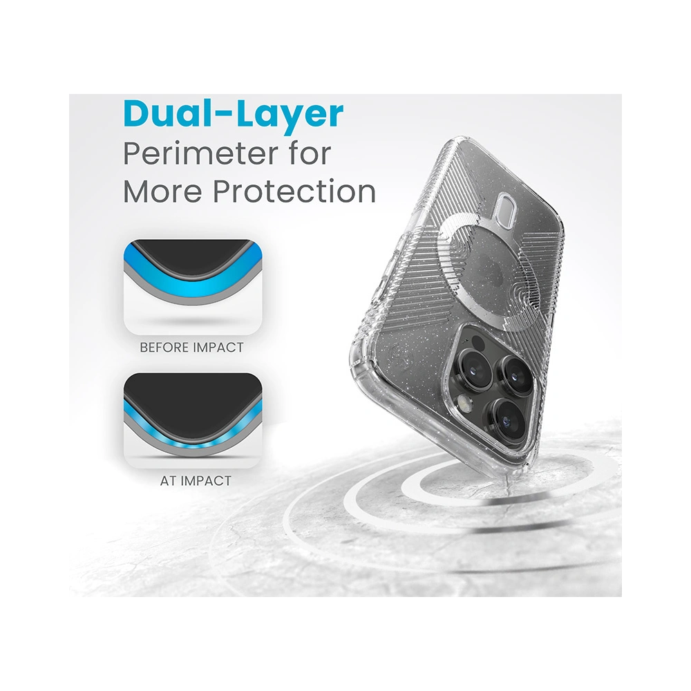 Wholesale Speck Presidio Lux Grip ClickLock MagSafe Apple iPhone 15 Pro (Clear/Chrome Finish/Serene Silver) - SPK556 - {ean13} - Hurt