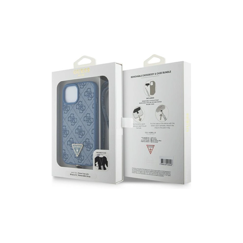 Hurtownia GSM - Etui Guess GUHCP15SP4TDSCPB Apple iPhone 15 hardcase Crossbody 4G Metal Logo modrý/blue - GUE2917 - {ean13} - Hurt