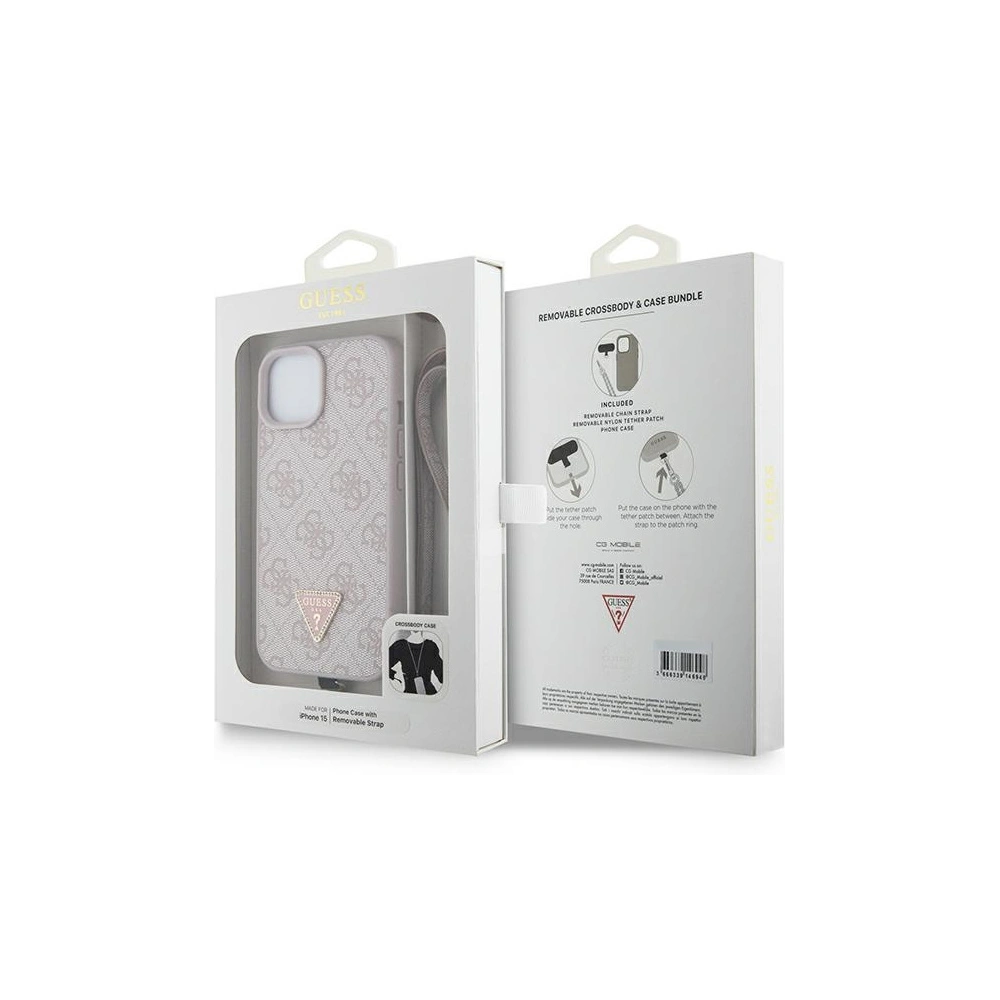 Hurtownia GSM - Case Guess GUHCP15SP4TDSCPP Apple iPhone 15 Hardcase Crossbody 4G Metall-Logo rosa/pink - GUE2919 - {ean13} - Hurt