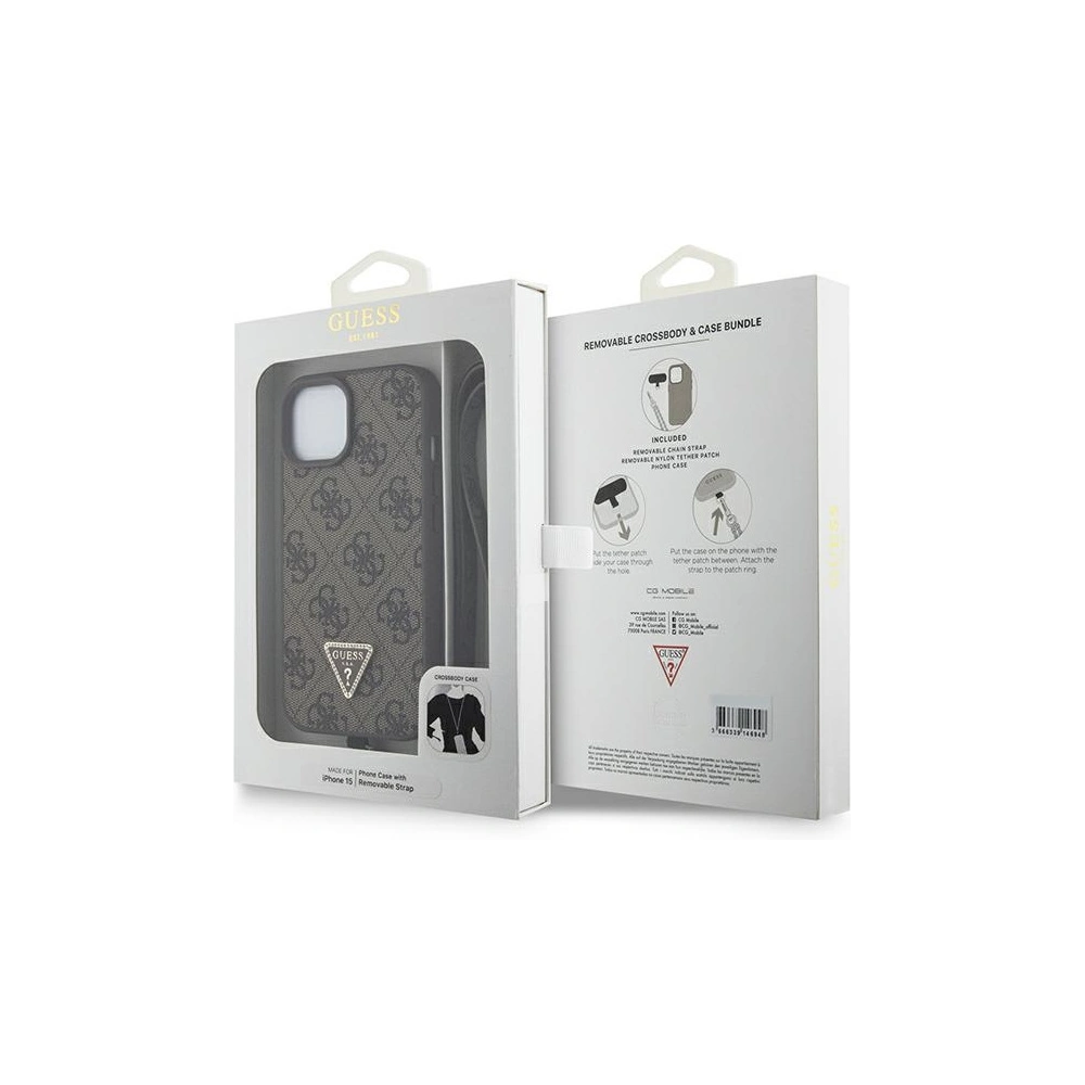 Hurtownia GSM - Etui Guess GUHCP15SP4TDSCPW Apple iPhone 15 hardcase Crossbody 4G Metal Logo brązowy/brown - GUE2920 - {ean13} - Hurt