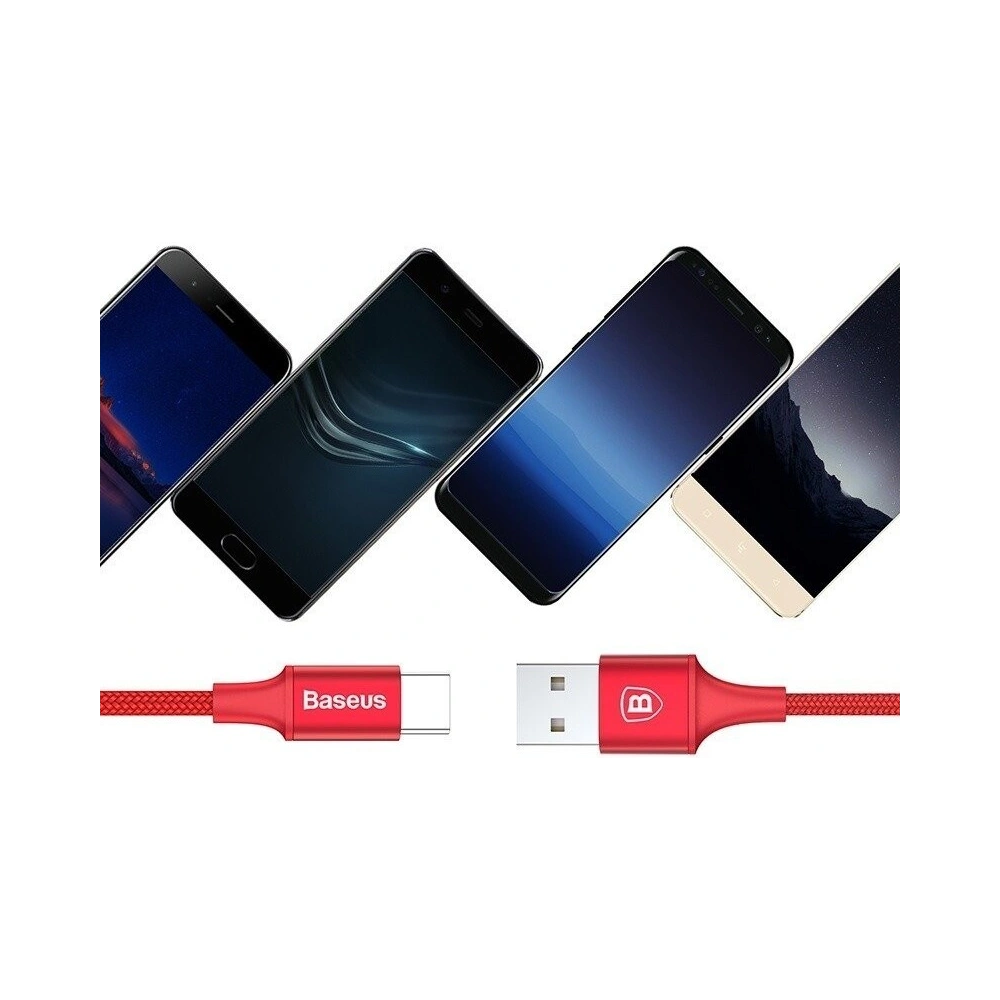 Hurtownia GSM - Kabel USB-C z podświetleniem LED Baseus Rapid 2m 2A (czerwony) - BSU397RED - {ean13} - Hurt