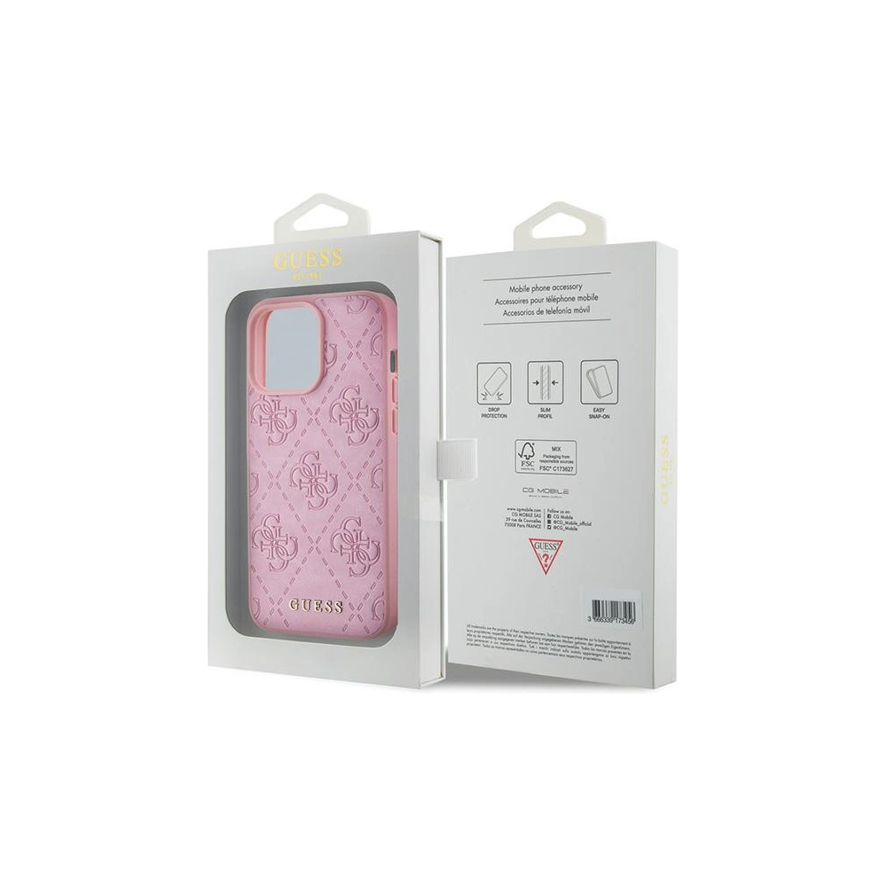 Hurtownia GSM - Etui Guess GUHCP15XP4EPMP Apple iPhone 15 Pro Max hardcase Leather 4G Stamped różowy/pink - GUE2927 - {ean13} - Hurt
