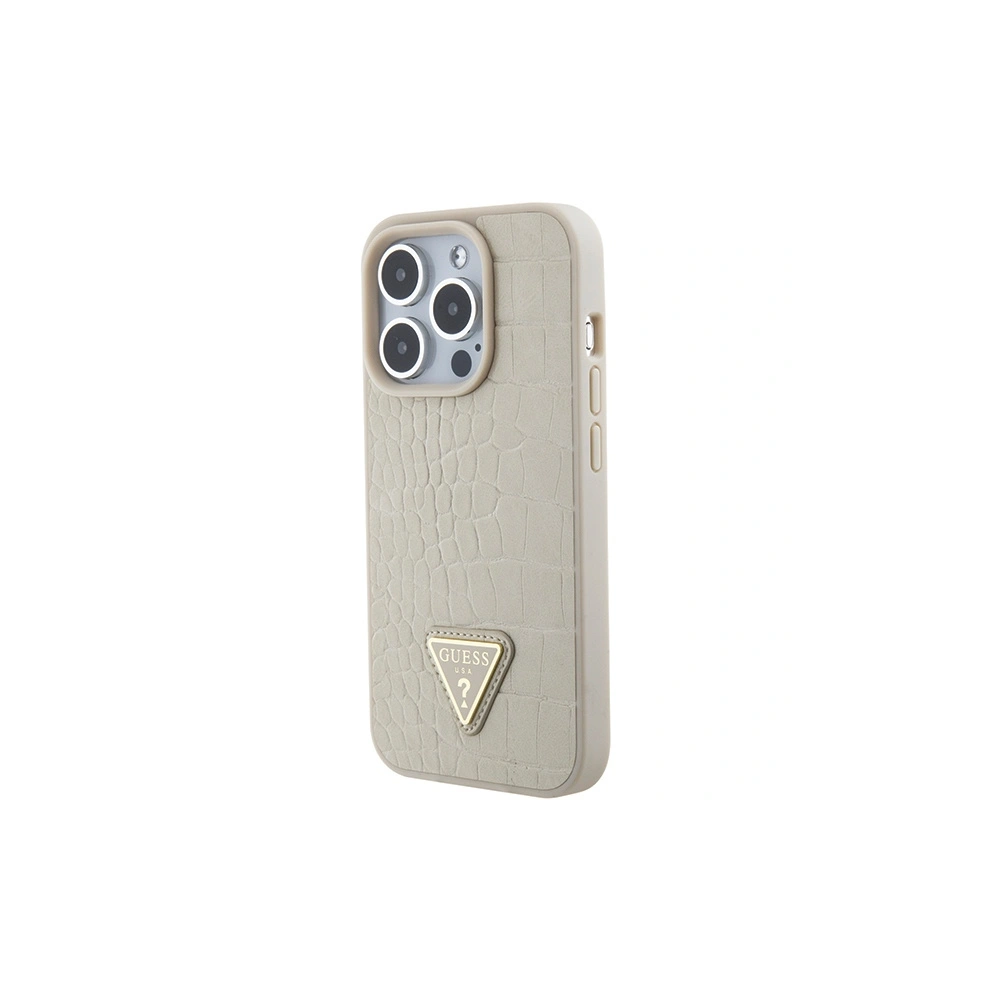 Wholesale Guess GUHCP15XPCRTHCD Apple iPhone 15 Pro Max hardcase Croco Triangle Metal Logo gold - GUE2934 - {ean13} - Hurt