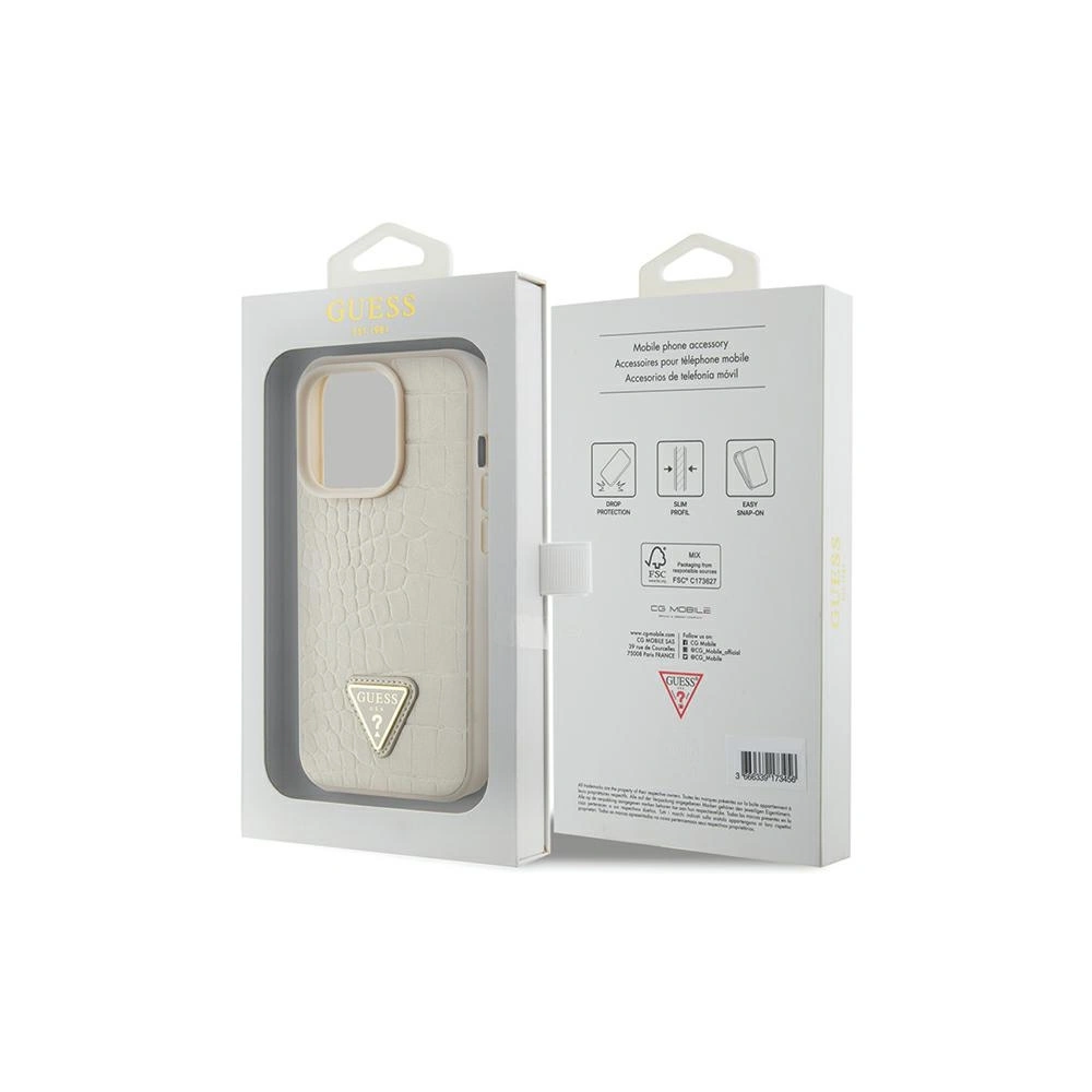 Wholesale Guess GUHCP15XPCRTHCD Apple iPhone 15 Pro Max hardcase Croco Triangle Metal Logo gold - GUE2934 - {ean13} - Hurt